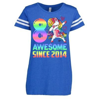 Awesome Since 2014 Unicorn 8th Birthday 8 Years Old Enza Ladies Jersey Football T-Shirt