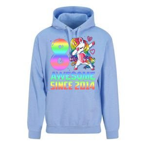 Awesome Since 2014 Unicorn 8th Birthday 8 Years Old Unisex Surf Hoodie