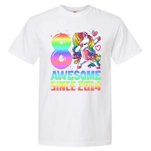 Awesome Since 2014 Unicorn 8th Birthday 8 Years Old Garment-Dyed Heavyweight T-Shirt