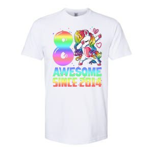 Awesome Since 2014 Unicorn 8th Birthday 8 Years Old Softstyle CVC T-Shirt