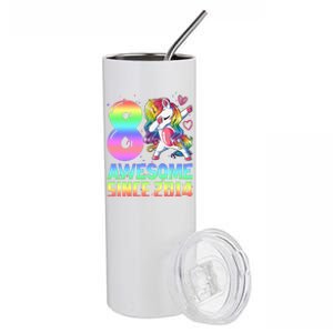 Awesome Since 2014 Unicorn 8th Birthday 8 Years Old Stainless Steel Tumbler