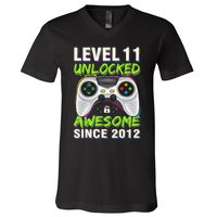 Awesome Since 2012 11th Level 11 Unlocked Birthday Vintage V-Neck T-Shirt