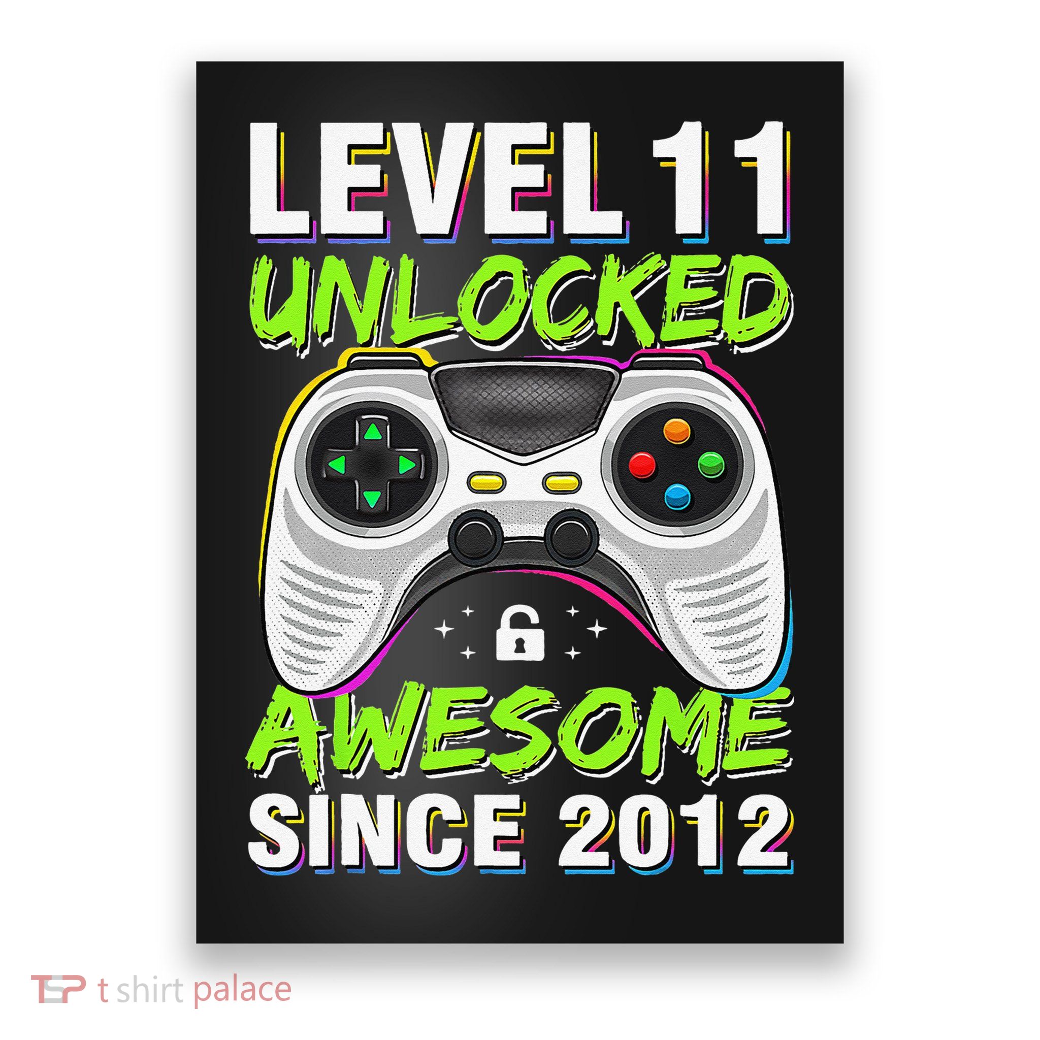 Awesome Since 2012 11th Level 11 Unlocked Birthday Vintage Poster