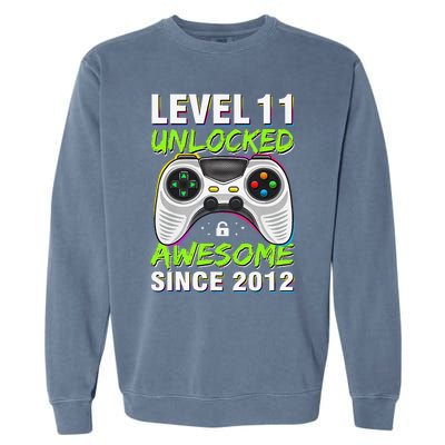 Awesome Since 2012 11th Level 11 Unlocked Birthday Vintage Garment-Dyed Sweatshirt