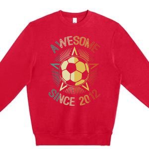 Awesome Since 2012 Soccer Birthday Retro Team Bday Premium Crewneck Sweatshirt