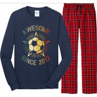 Awesome Since 2012 Soccer Birthday Retro Team Bday Long Sleeve Pajama Set