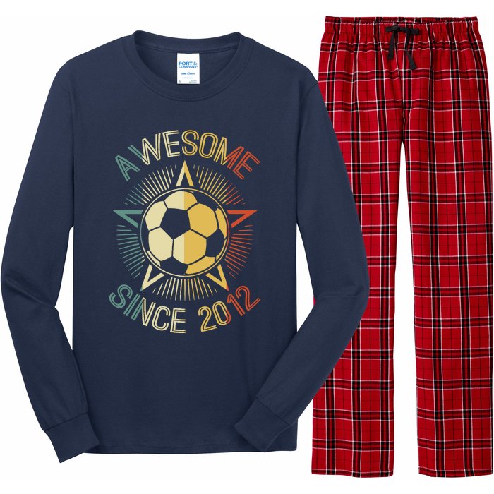 Awesome Since 2012 Soccer Birthday Retro Team Bday Long Sleeve Pajama Set