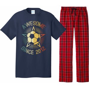 Awesome Since 2012 Soccer Birthday Retro Team Bday Pajama Set