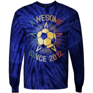 Awesome Since 2012 Soccer Birthday Retro Team Bday Tie-Dye Long Sleeve Shirt