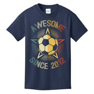 Awesome Since 2012 Soccer Birthday Retro Team Bday Kids T-Shirt