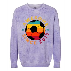 Awesome Since 2013 Soccer Birthday Party Bday Team Colorblast Crewneck Sweatshirt