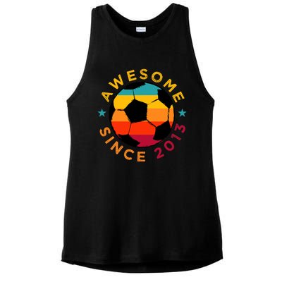 Awesome Since 2013 Soccer Birthday Party Bday Team Ladies PosiCharge Tri-Blend Wicking Tank