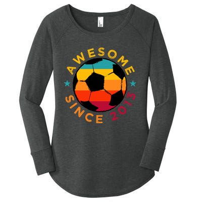 Awesome Since 2013 Soccer Birthday Party Bday Team Women's Perfect Tri Tunic Long Sleeve Shirt