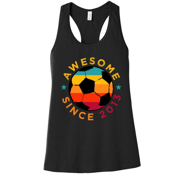 Awesome Since 2013 Soccer Birthday Party Bday Team Women's Racerback Tank