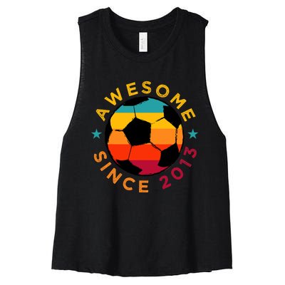 Awesome Since 2013 Soccer Birthday Party Bday Team Women's Racerback Cropped Tank