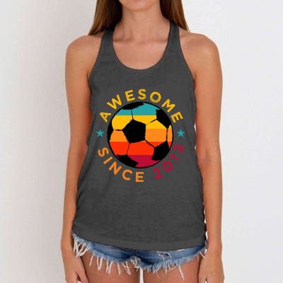 Awesome Since 2013 Soccer Birthday Party Bday Team Women's Knotted Racerback Tank