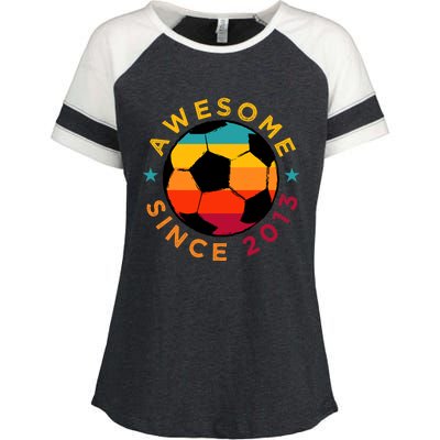 Awesome Since 2013 Soccer Birthday Party Bday Team Enza Ladies Jersey Colorblock Tee