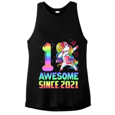 Awesome Since 2021 Unicorn 1st Birthday One Years Old Ladies PosiCharge Tri-Blend Wicking Tank