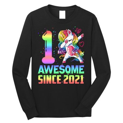 Awesome Since 2021 Unicorn 1st Birthday One Years Old Long Sleeve Shirt