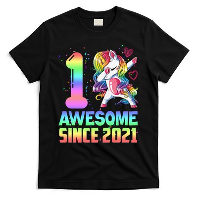 Awesome Since 2021 Unicorn 1st Birthday One Years Old T-Shirt