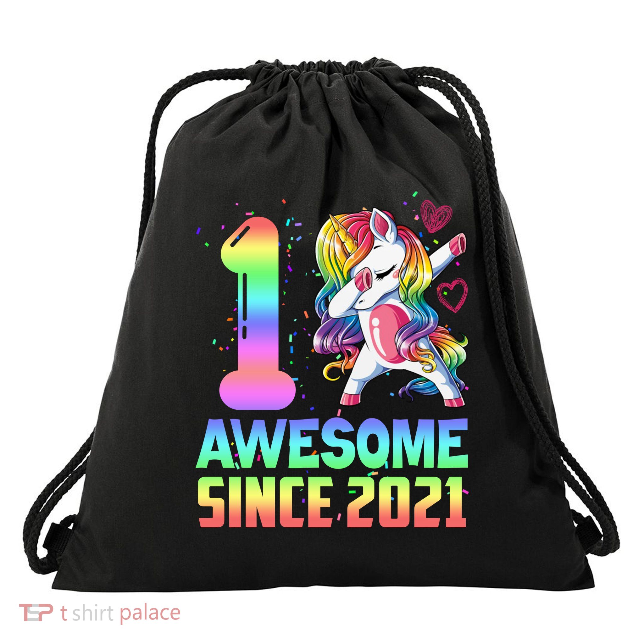 Awesome Since 2021 Unicorn 1st Birthday One Years Old Drawstring Bag