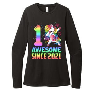 Awesome Since 2021 Unicorn 1st Birthday One Years Old Womens CVC Long Sleeve Shirt