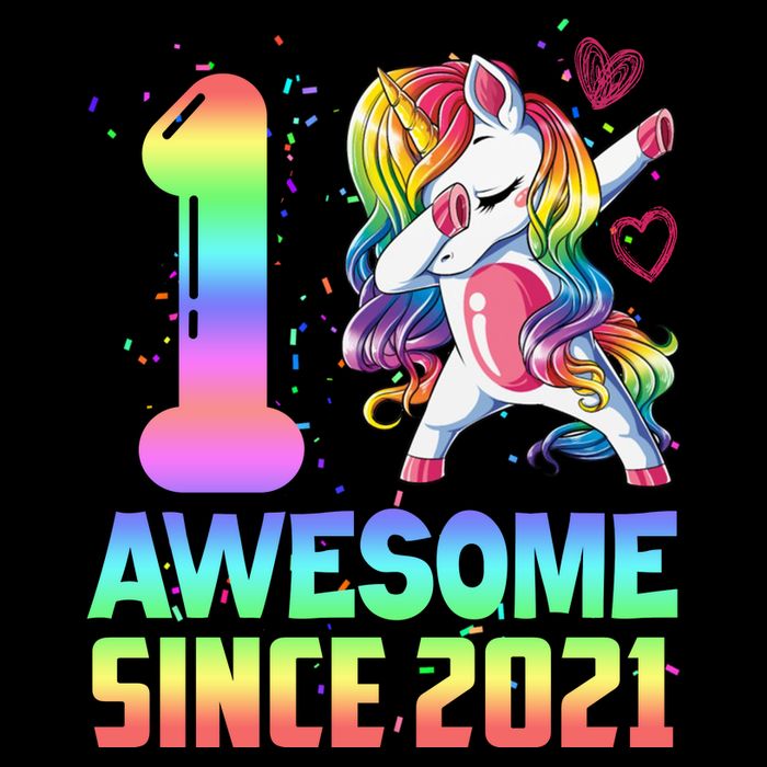 Awesome Since 2021 Unicorn 1st Birthday One Years Old Flatbill Hat