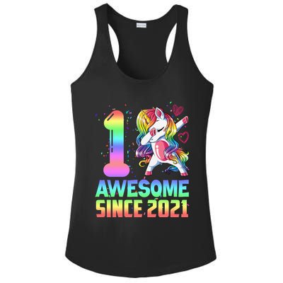 Awesome Since 2021 Unicorn 1st Birthday One Years Old Ladies PosiCharge Competitor Racerback Tank