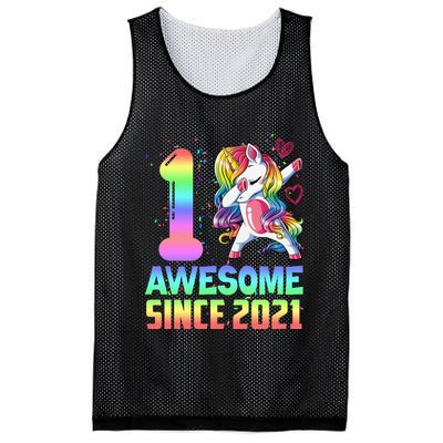 Awesome Since 2021 Unicorn 1st Birthday One Years Old Mesh Reversible Basketball Jersey Tank