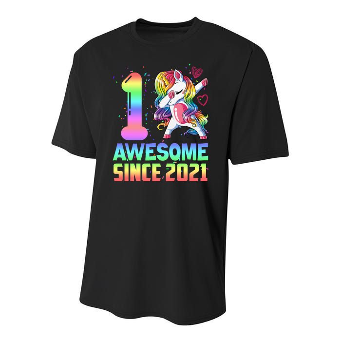 Awesome Since 2021 Unicorn 1st Birthday One Years Old Youth Performance Sprint T-Shirt