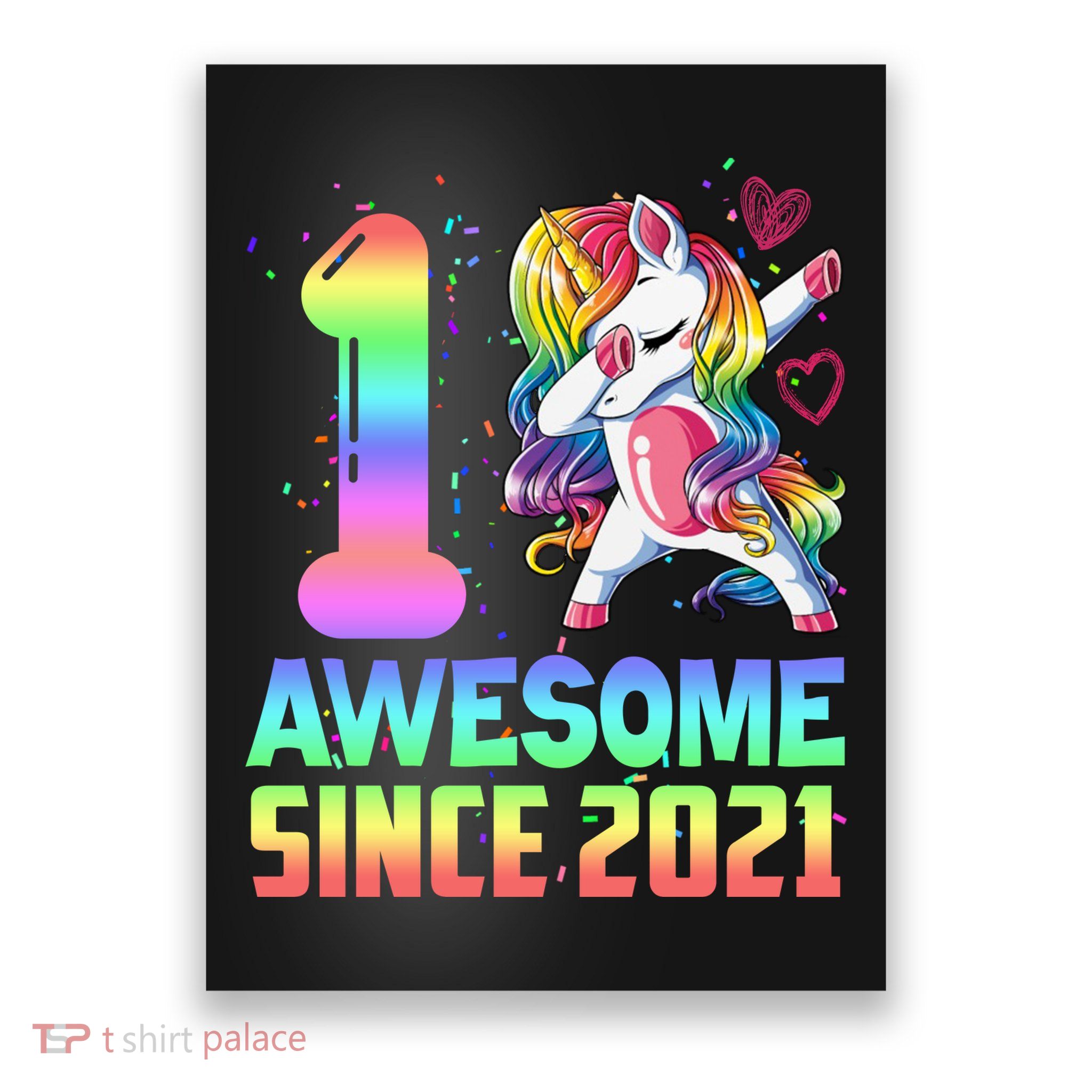 Awesome Since 2021 Unicorn 1st Birthday One Years Old Poster