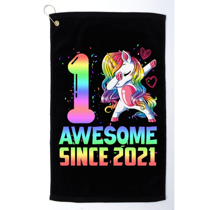 Awesome Since 2021 Unicorn 1st Birthday One Years Old Golf Towel