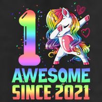 Awesome Since 2021 Unicorn 1st Birthday One Years Old Golf Towel