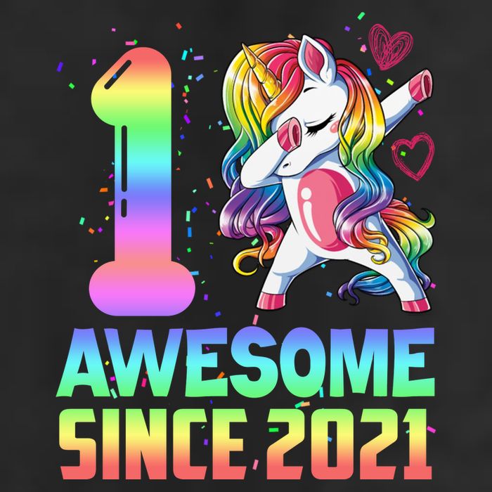 Awesome Since 2021 Unicorn 1st Birthday One Years Old Golf Towel