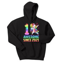 Awesome Since 2021 Unicorn 1st Birthday One Years Old Kids Hoodie