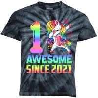 Awesome Since 2021 Unicorn 1st Birthday One Years Old Kids Tie-Dye T-Shirt