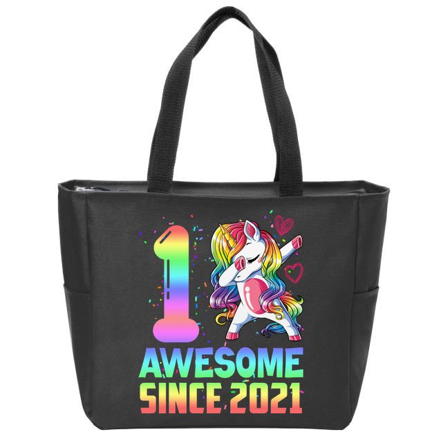 Awesome Since 2021 Unicorn 1st Birthday One Years Old Zip Tote Bag