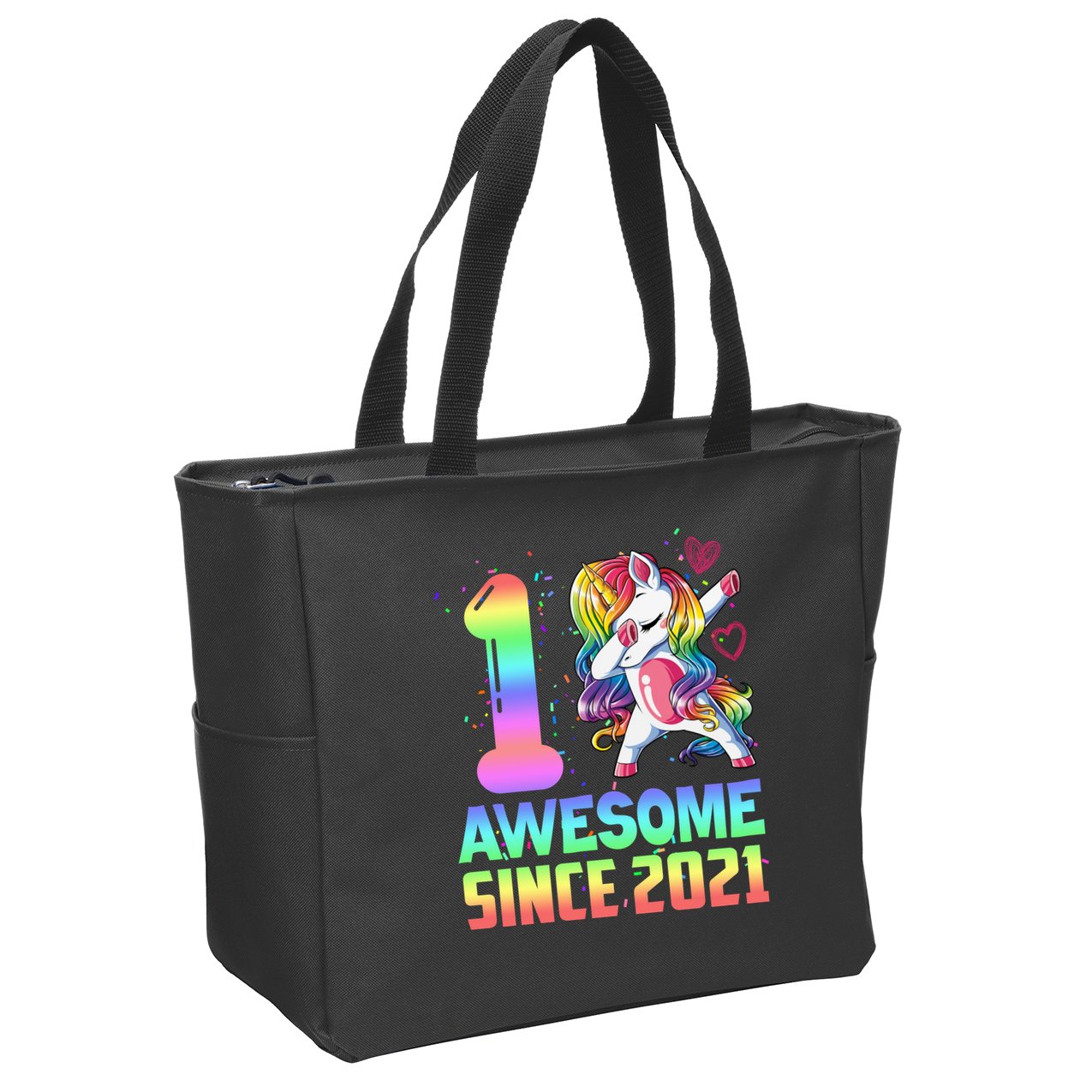 Awesome Since 2021 Unicorn 1st Birthday One Years Old Zip Tote Bag