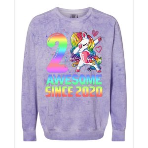 Awesome Since 2020 Unicorn 2nd Birthday 2 Years Old Colorblast Crewneck Sweatshirt