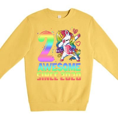 Awesome Since 2020 Unicorn 2nd Birthday 2 Years Old Premium Crewneck Sweatshirt