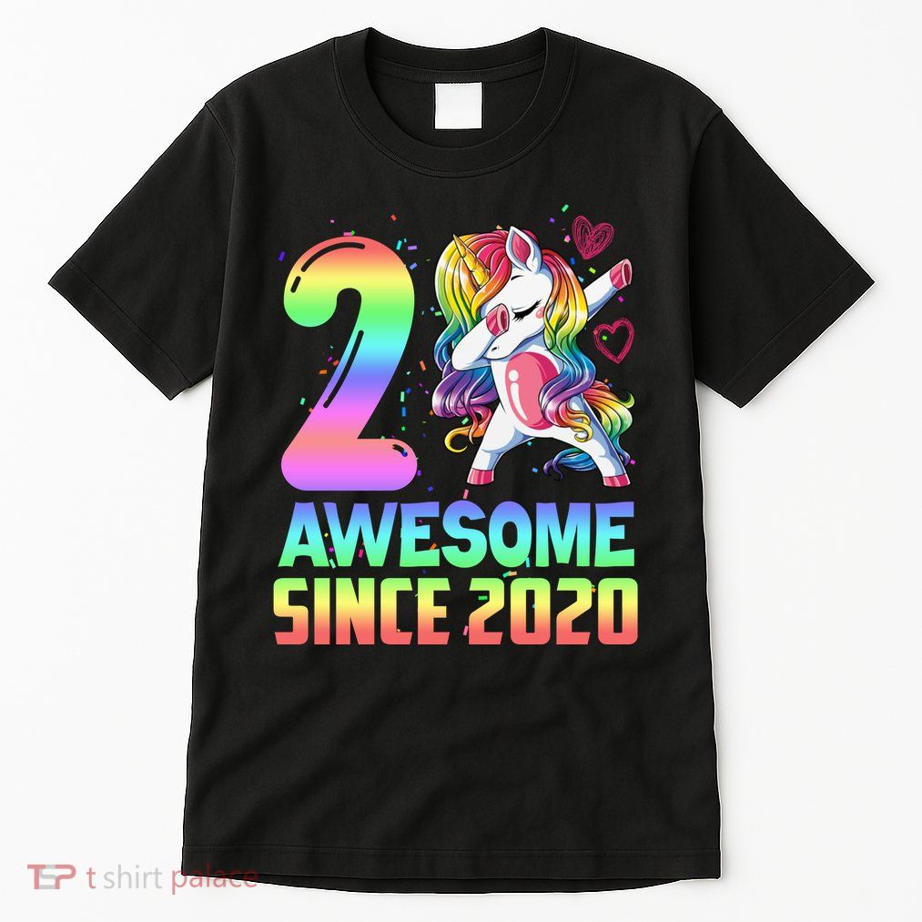 Awesome Since 2020 Unicorn 2nd Birthday 2 Years Old Tall T-Shirt