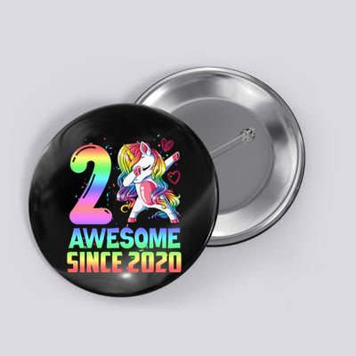 Awesome Since 2020 Unicorn 2nd Birthday 2 Years Old Button