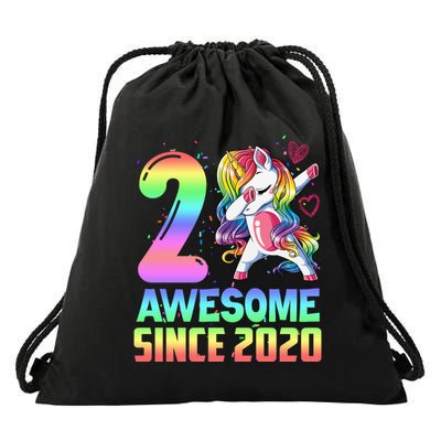 Awesome Since 2020 Unicorn 2nd Birthday 2 Years Old Drawstring Bag