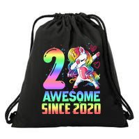 Awesome Since 2020 Unicorn 2nd Birthday 2 Years Old Drawstring Bag