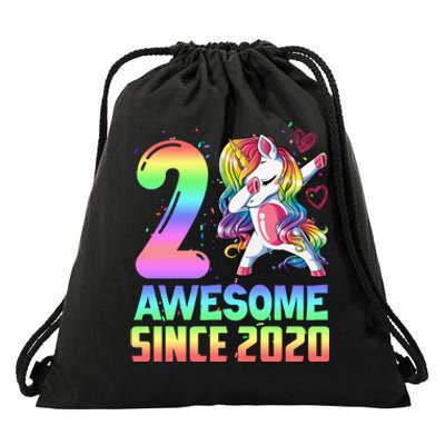 Awesome Since 2020 Unicorn 2nd Birthday 2 Years Old Drawstring Bag