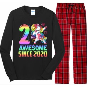 Awesome Since 2020 Unicorn 2nd Birthday 2 Years Old Long Sleeve Pajama Set