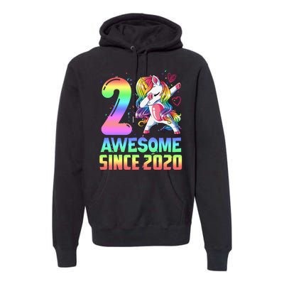 Awesome Since 2020 Unicorn 2nd Birthday 2 Years Old Premium Hoodie