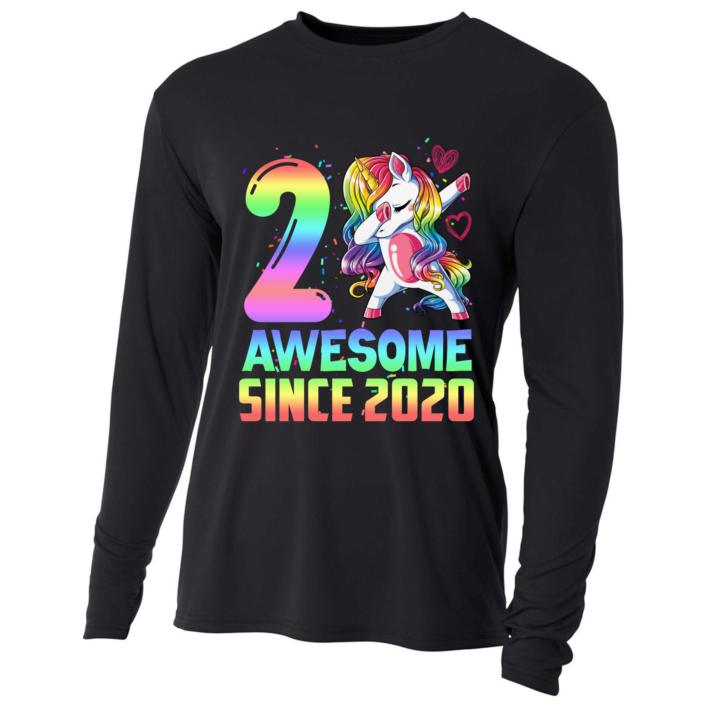 Awesome Since 2020 Unicorn 2nd Birthday 2 Years Old Cooling Performance Long Sleeve Crew