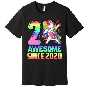 Awesome Since 2020 Unicorn 2nd Birthday 2 Years Old Premium T-Shirt