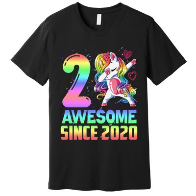 Awesome Since 2020 Unicorn 2nd Birthday 2 Years Old Premium T-Shirt